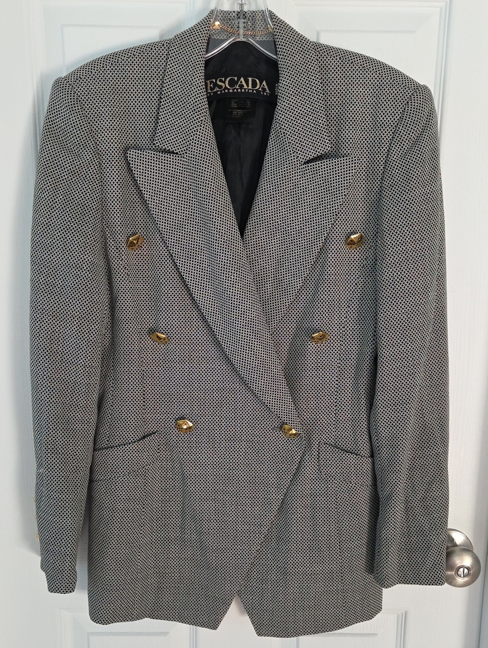 Vintage ESCADA Margaretha Ley Blazer Gold Dice Buttons Size 36